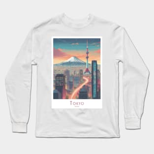 Japan - Tokyo Skyline Sunset Long Sleeve T-Shirt